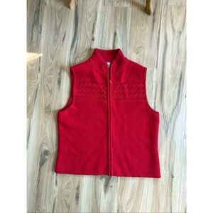 Vintage Pendleton Red Wool Knit Zip Front Cable Knit Vest Size M